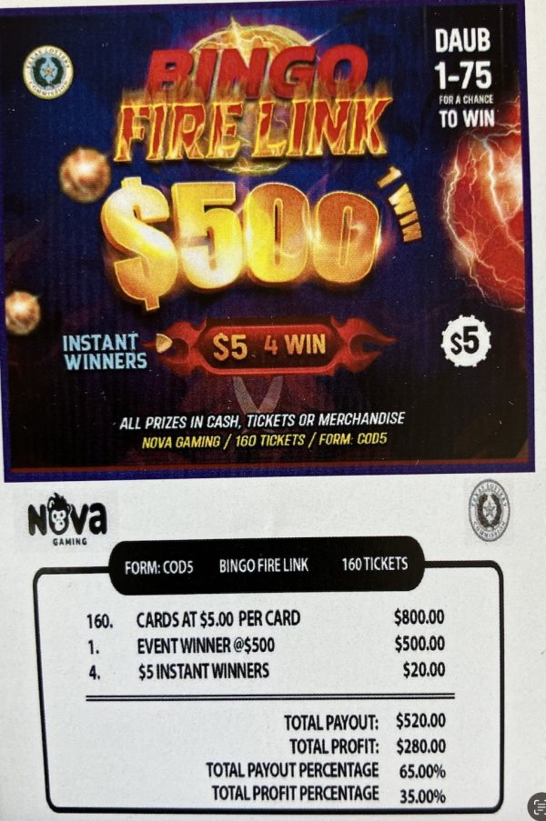 NOVA: Bingo Fire Link $500 (160ct)