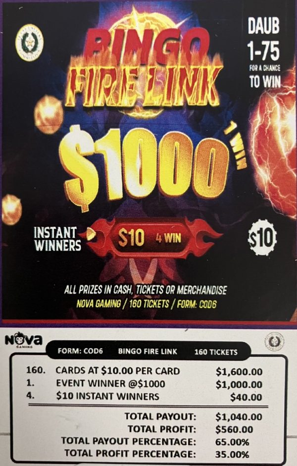 NOVA: Bingo Fire Link $1000 (160ct)